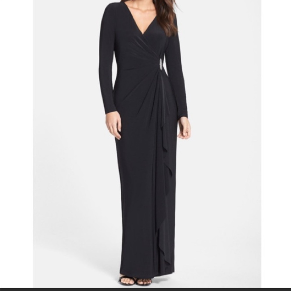 NWT Ralph Lauren black Jersey gown long sleeve
